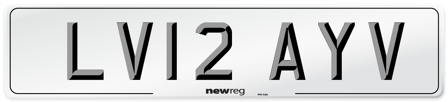 LV12 AYV Number Plate from New Reg